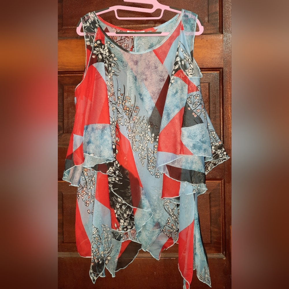 Violet ruby batwing top